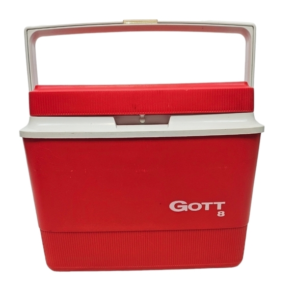 Vintage Gott 8 Quart Red & White Cooler Lunch Box Ice Chest Personal Cooler - Picture 10 of 10